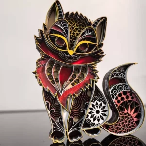 Gato Mandala Mística em MDF