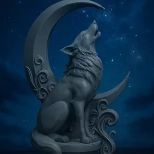 Estátua de Lobo Uivando para a lua